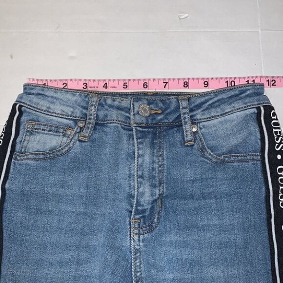 Guess medium wash logo tape high waisted skinny jeans size 24 - Picture 13 of 15